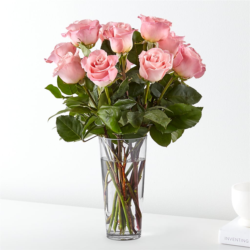 Long Stem Pink Rose Bouquet – HELEN'S FLORIST AND GARDEN CENTER, Whitehouse Station NJ