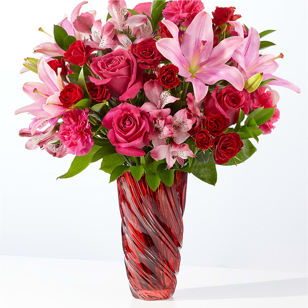 In Love Bouquet with Luxe Swirl Vase – HELEN'S FLORIST AND GARDEN CENTER, Whitehouse Station NJ