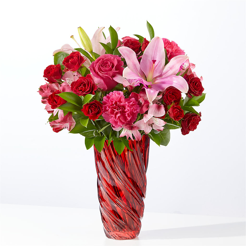 In Love Bouquet with Luxe Swirl Vase – HELEN'S FLORIST AND GARDEN CENTER, Whitehouse Station NJ