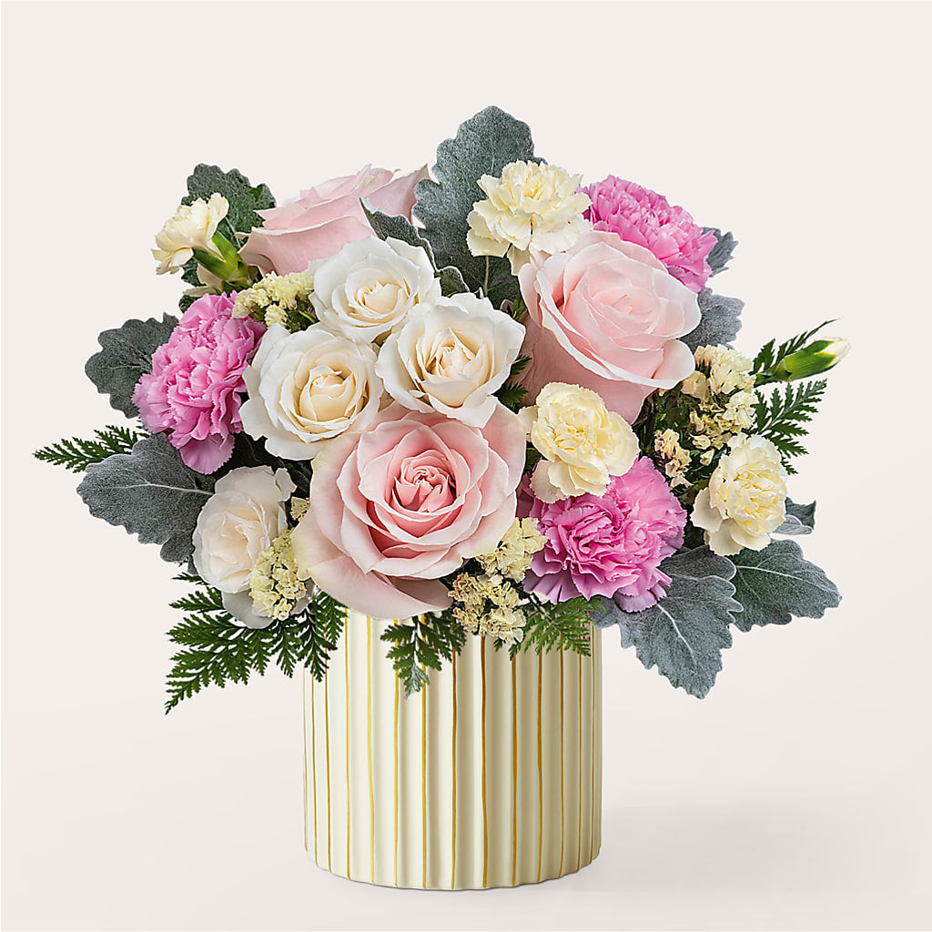 Blissful Moments Bouquet with Ivory Vase – HELEN'S FLORIST AND GARDEN CENTER, Whitehouse Station NJ