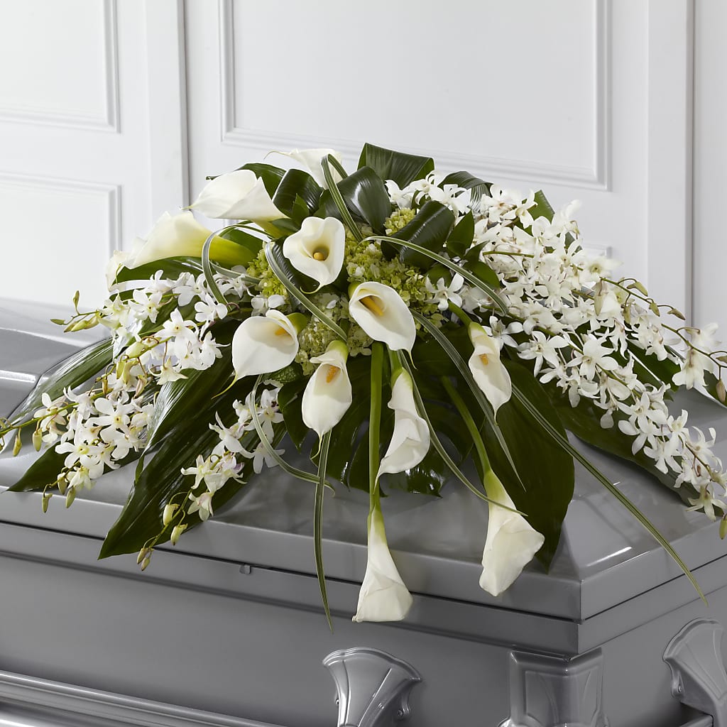 Angel Wings Casket Spray – HELEN'S FLORIST AND GARDEN CENTER, Whitehouse Station NJ