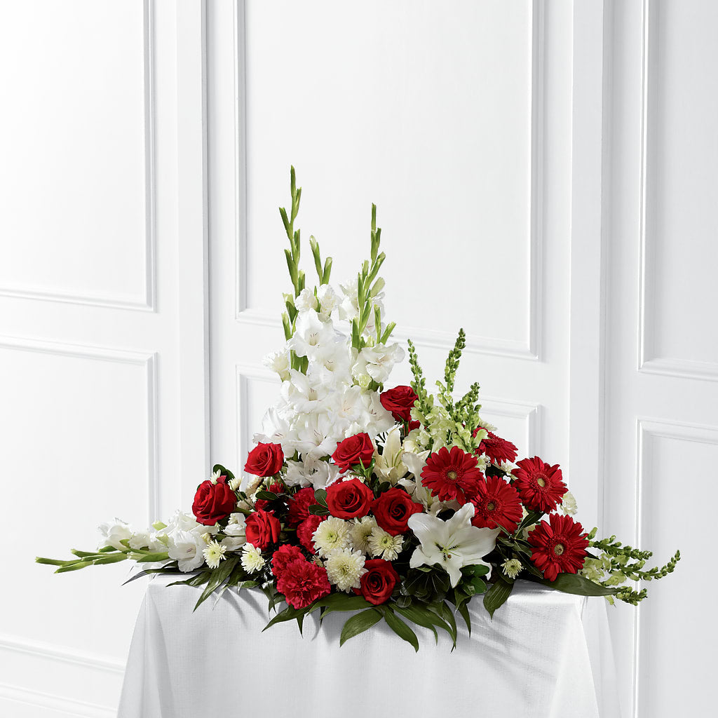 Crimson & White Arrangement – HELEN'S FLORIST AND GARDEN CENTER, Whitehouse Station NJ