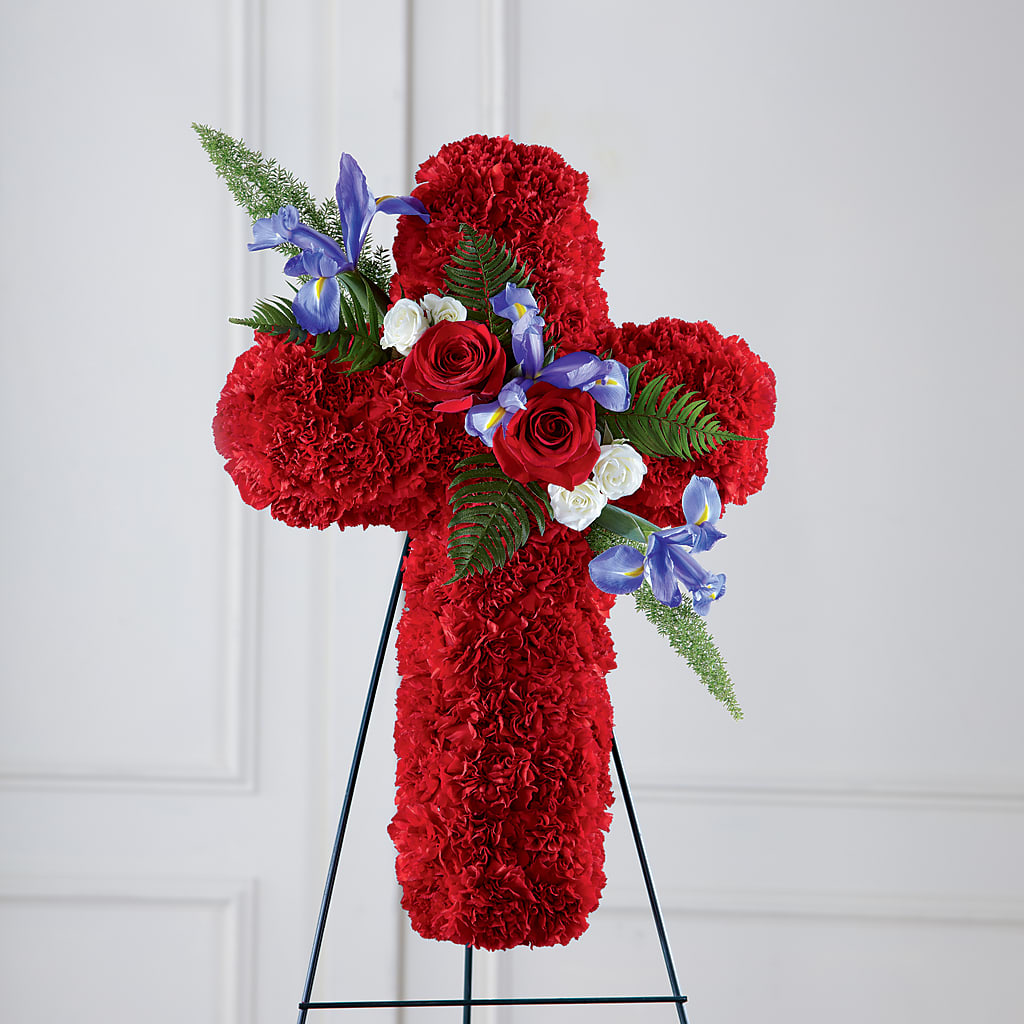 Faithful Hero Floral Cross – HELEN'S FLORIST AND GARDEN CENTER, Whitehouse Station NJ