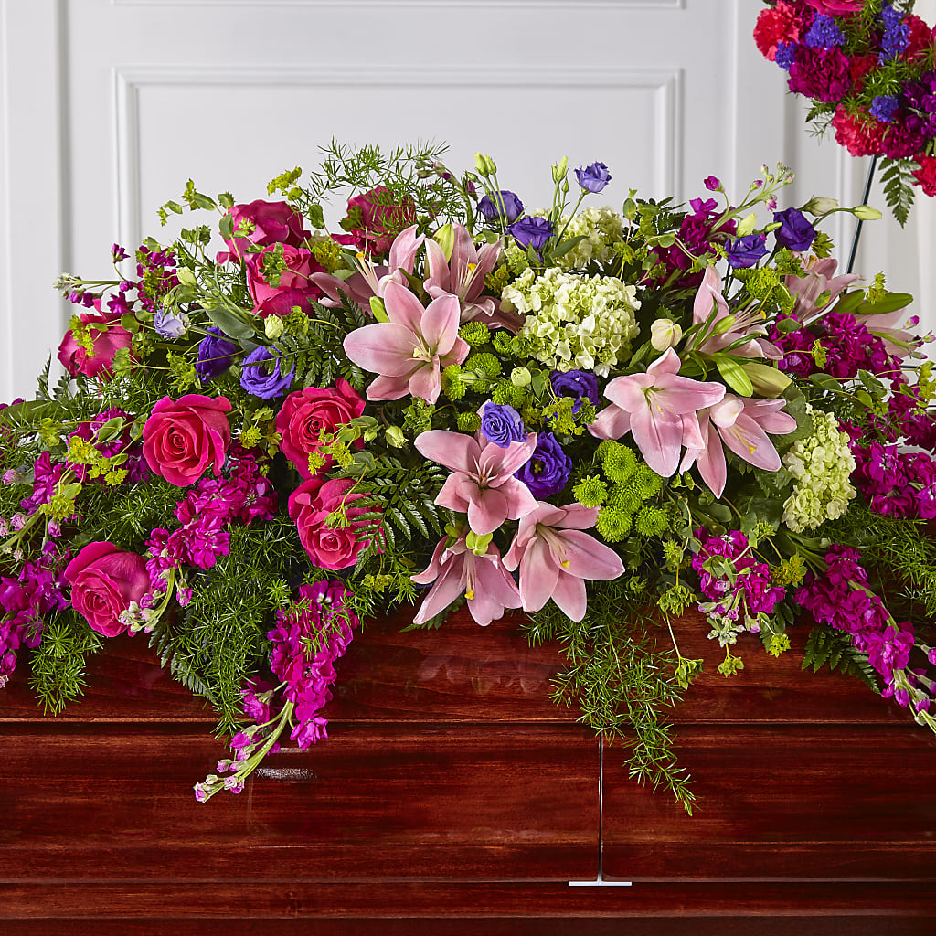 Radiant Tribute Casket Spray – HELEN'S FLORIST AND GARDEN CENTER, Whitehouse Station NJ
