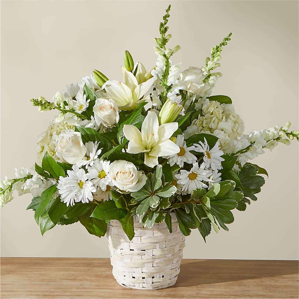 Ivory Elegance Floral Basket – HELEN'S FLORIST AND GARDEN CENTER, Whitehouse Station NJ