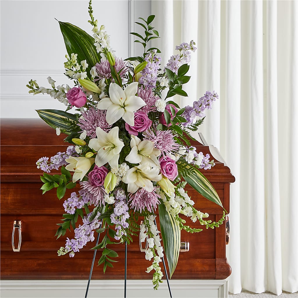 Grateful Hearts Standing Spray – HELEN'S FLORIST AND GARDEN CENTER, Whitehouse Station NJ