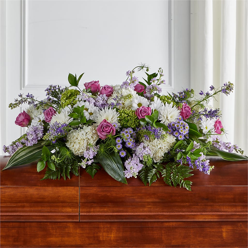 Meadows of Serenity Casket Spray – HELEN'S FLORIST AND GARDEN CENTER, Whitehouse Station NJ