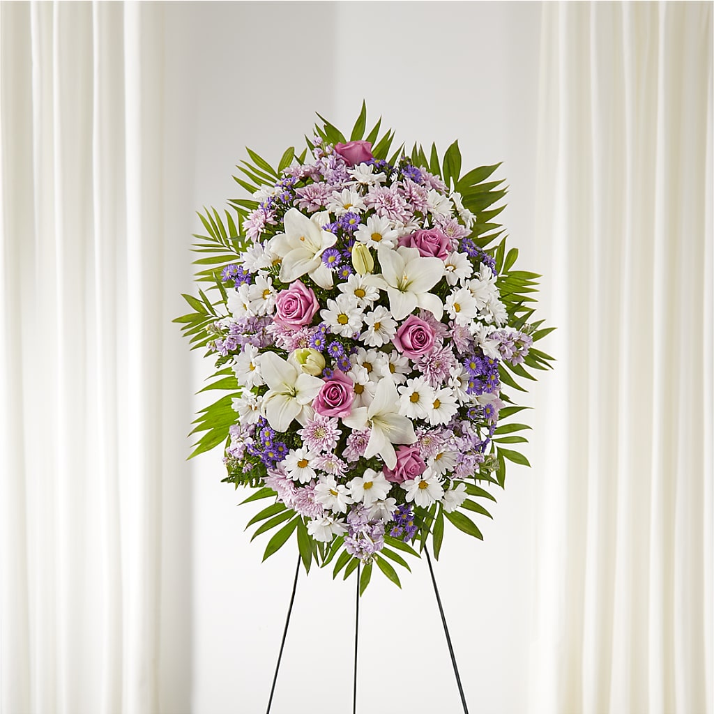 Surrounded by Love Standing Spray – HELEN'S FLORIST AND GARDEN CENTER, Whitehouse Station NJ