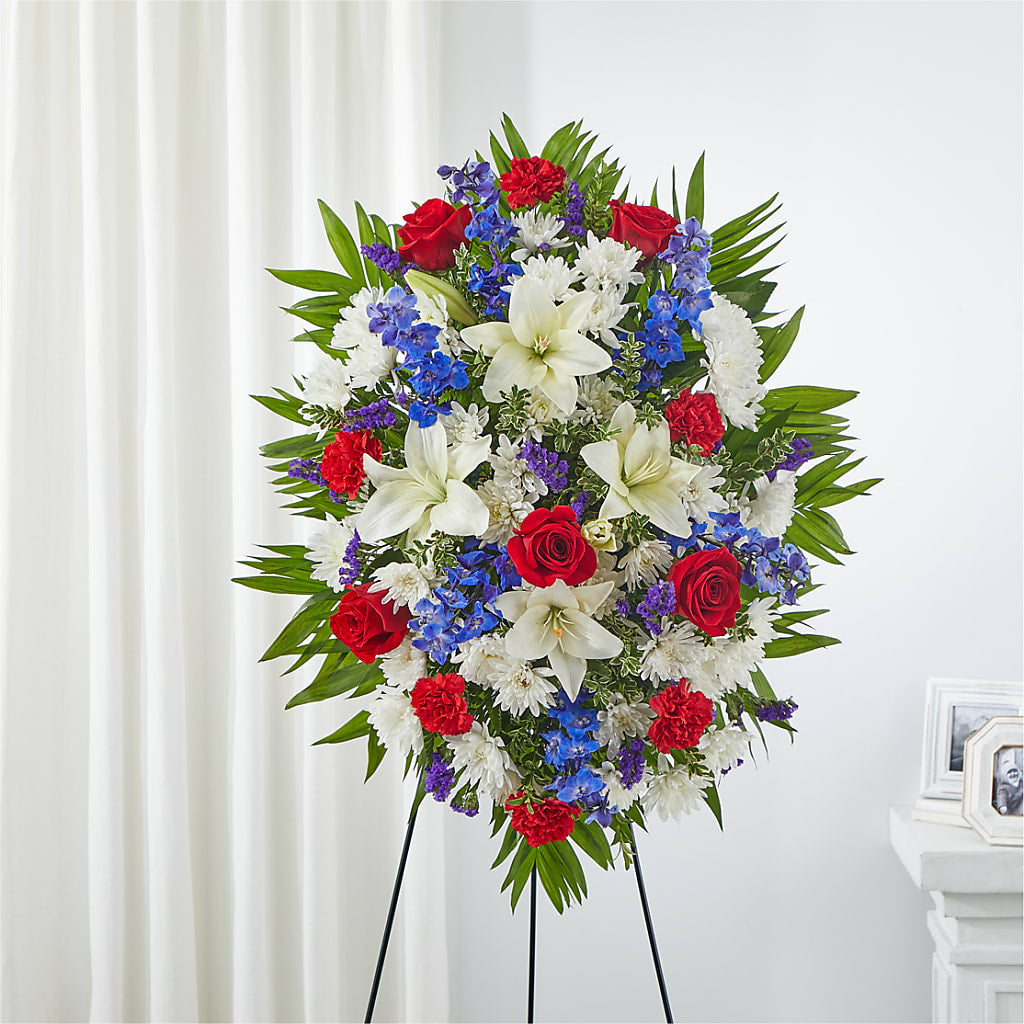 Cherished Service Standing Spray – HELEN'S FLORIST AND GARDEN CENTER, Whitehouse Station NJ