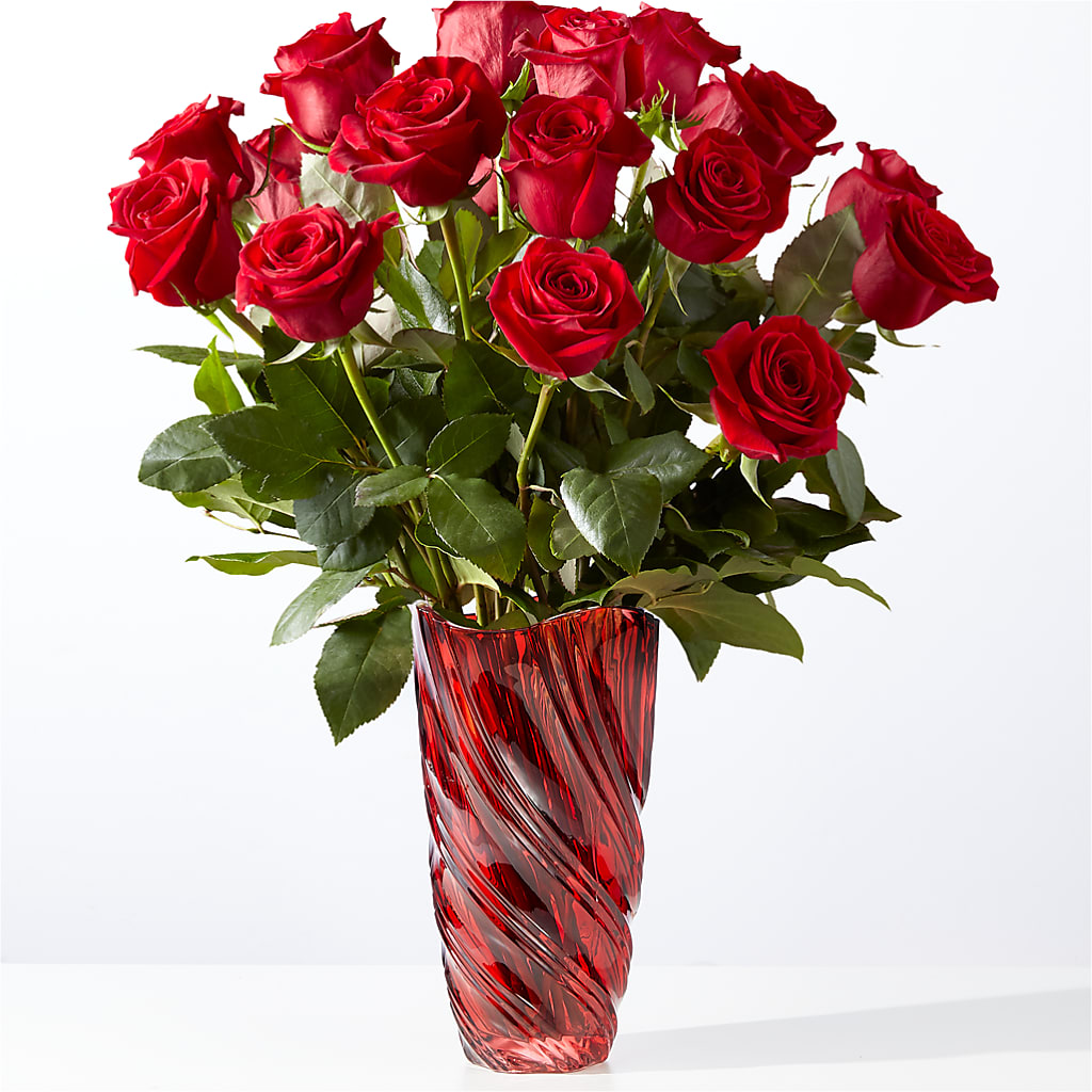 Classic Love Red Rose Bouquet with Luxe Swirl Vase – HELEN'S FLORIST AND GARDEN CENTER, Whitehouse Station NJ