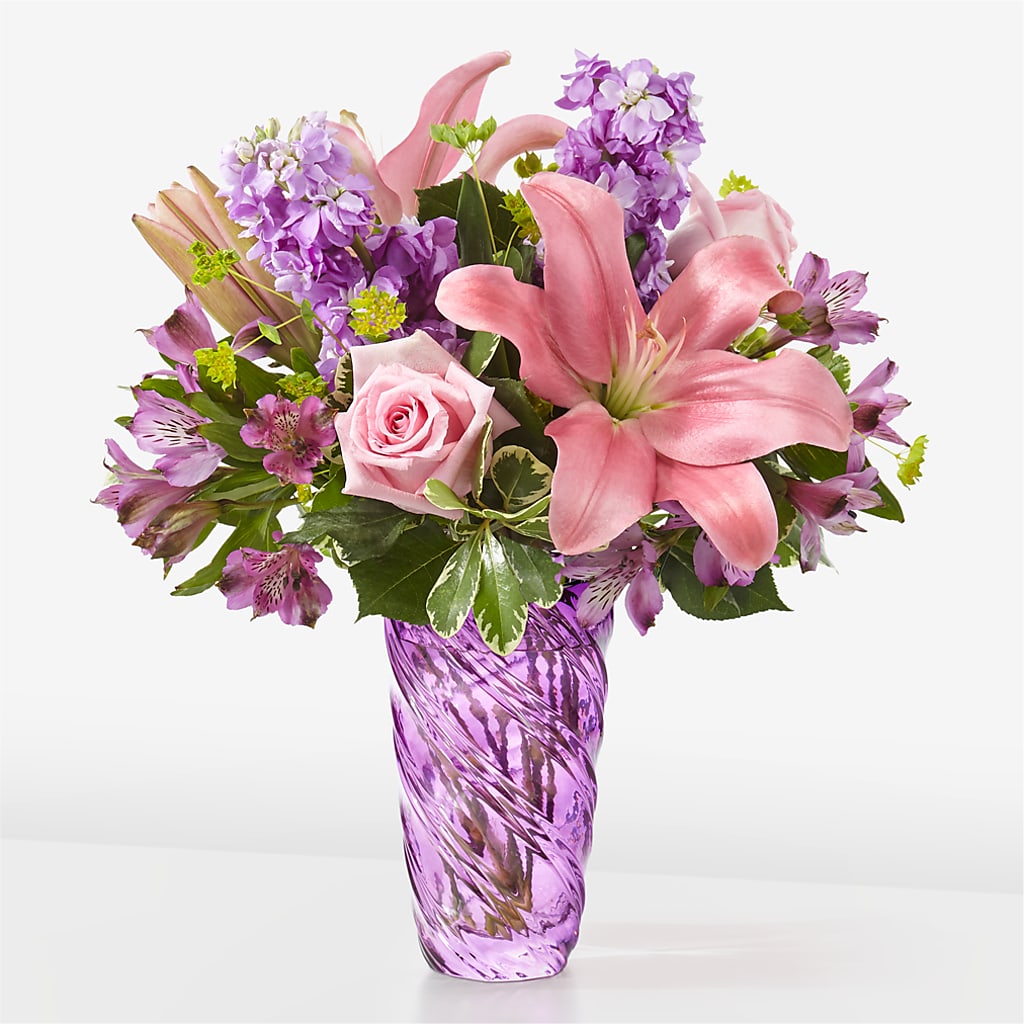 Precious Petals Bouquet with Luxe Swirl Vase – HELEN'S FLORIST AND GARDEN CENTER, Whitehouse Station NJ