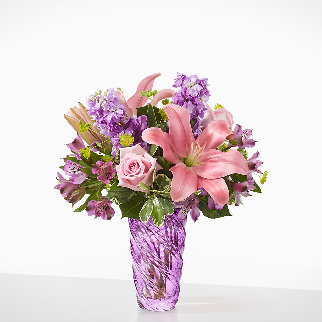 Precious Petals Bouquet with Luxe Swirl Vase – HELEN'S FLORIST AND GARDEN CENTER, Whitehouse Station NJ
