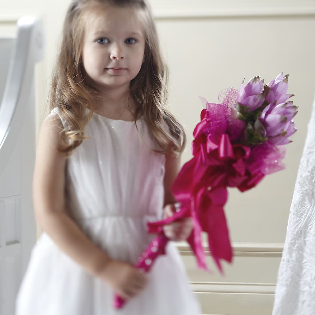 Sparkle Pink Flower Girl Bouquet – HELEN'S FLORIST AND GARDEN CENTER, Whitehouse Station NJ