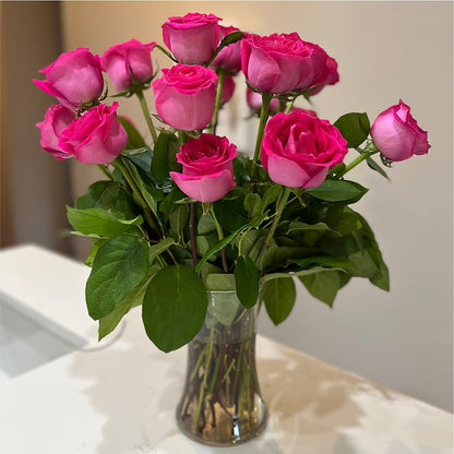 Long Stem Pink Rose Bouquet – HELEN'S FLORIST AND GARDEN CENTER, Whitehouse Station NJ