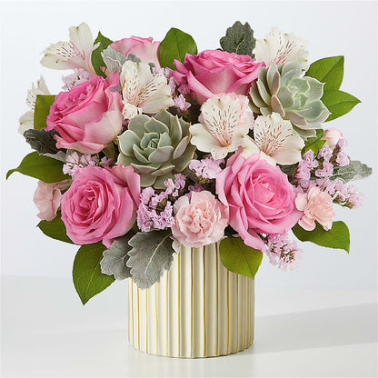 Dusty Rose Bouquet with Ivory Vase – HELEN'S FLORIST AND GARDEN CENTER, Whitehouse Station NJ