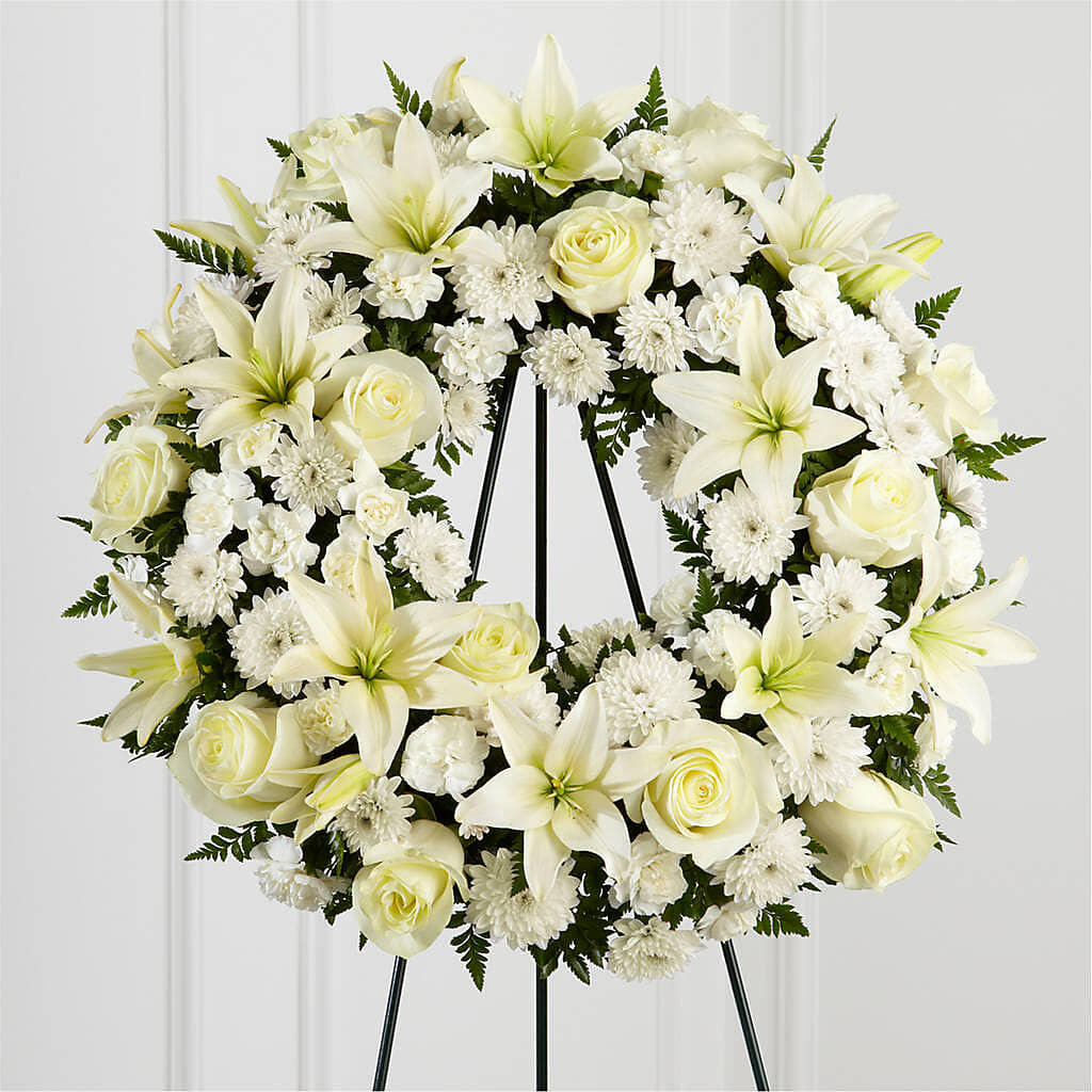 Treasured Tribute Wreath – HELEN'S FLORIST AND GARDEN CENTER, Whitehouse Station NJ