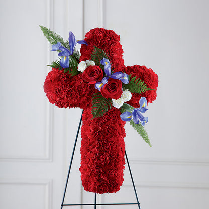 Faithful Hero Floral Cross – HELEN'S FLORIST AND GARDEN CENTER, Whitehouse Station NJ