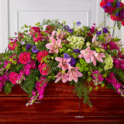 Radiant Tribute Casket Spray – HELEN'S FLORIST AND GARDEN CENTER, Whitehouse Station NJ