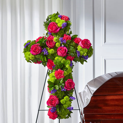 Tribute Rose Floral Cross – HELEN'S FLORIST AND GARDEN CENTER, Whitehouse Station NJ