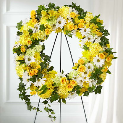 Golden Remembrance Wreath – HELEN'S FLORIST AND GARDEN CENTER, Whitehouse Station NJ