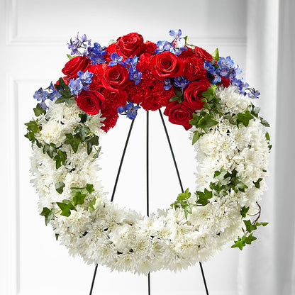 Patriotic Passion Wreath – HELEN'S FLORIST AND GARDEN CENTER, Whitehouse Station NJ