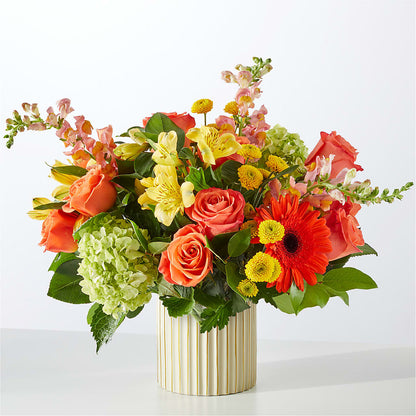 Autumn Sunshine Bouquet with Ivory Vase – HELEN'S FLORIST AND GARDEN CENTER, Whitehouse Station NJ