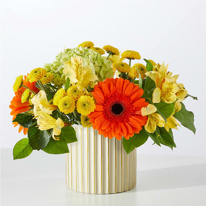 Autumn Sunshine Bouquet with Ivory Vase – HELEN'S FLORIST AND GARDEN CENTER, Whitehouse Station NJ