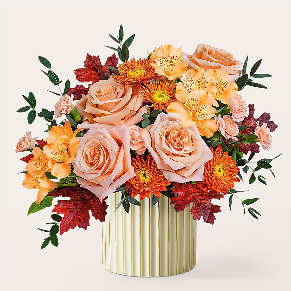 Spiced Latte Bouquet with Ivory Vase – HELEN'S FLORIST AND GARDEN CENTER, Whitehouse Station NJ