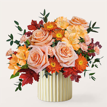 Spiced Latte Bouquet with Ivory Vase – HELEN'S FLORIST AND GARDEN CENTER, Whitehouse Station NJ