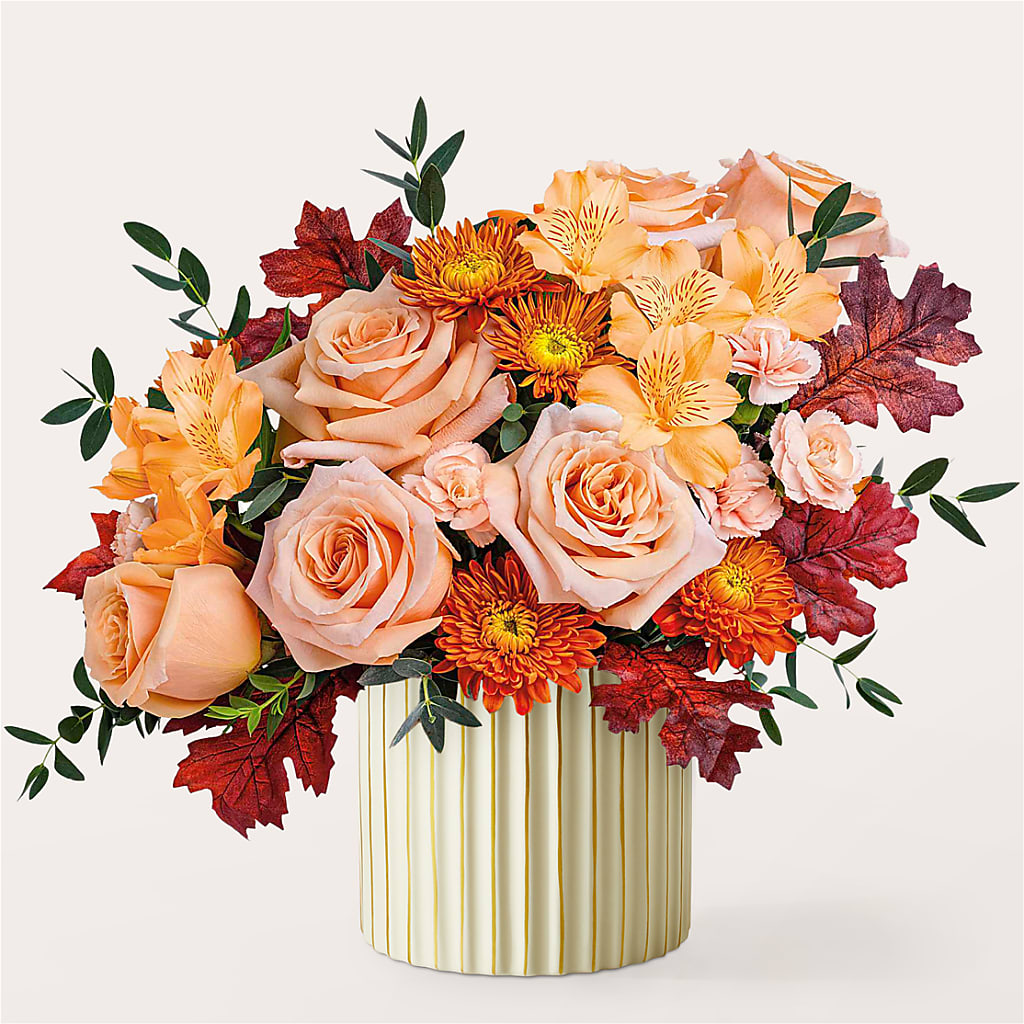 Spiced Latte Bouquet with Ivory Vase – HELEN'S FLORIST AND GARDEN CENTER, Whitehouse Station NJ