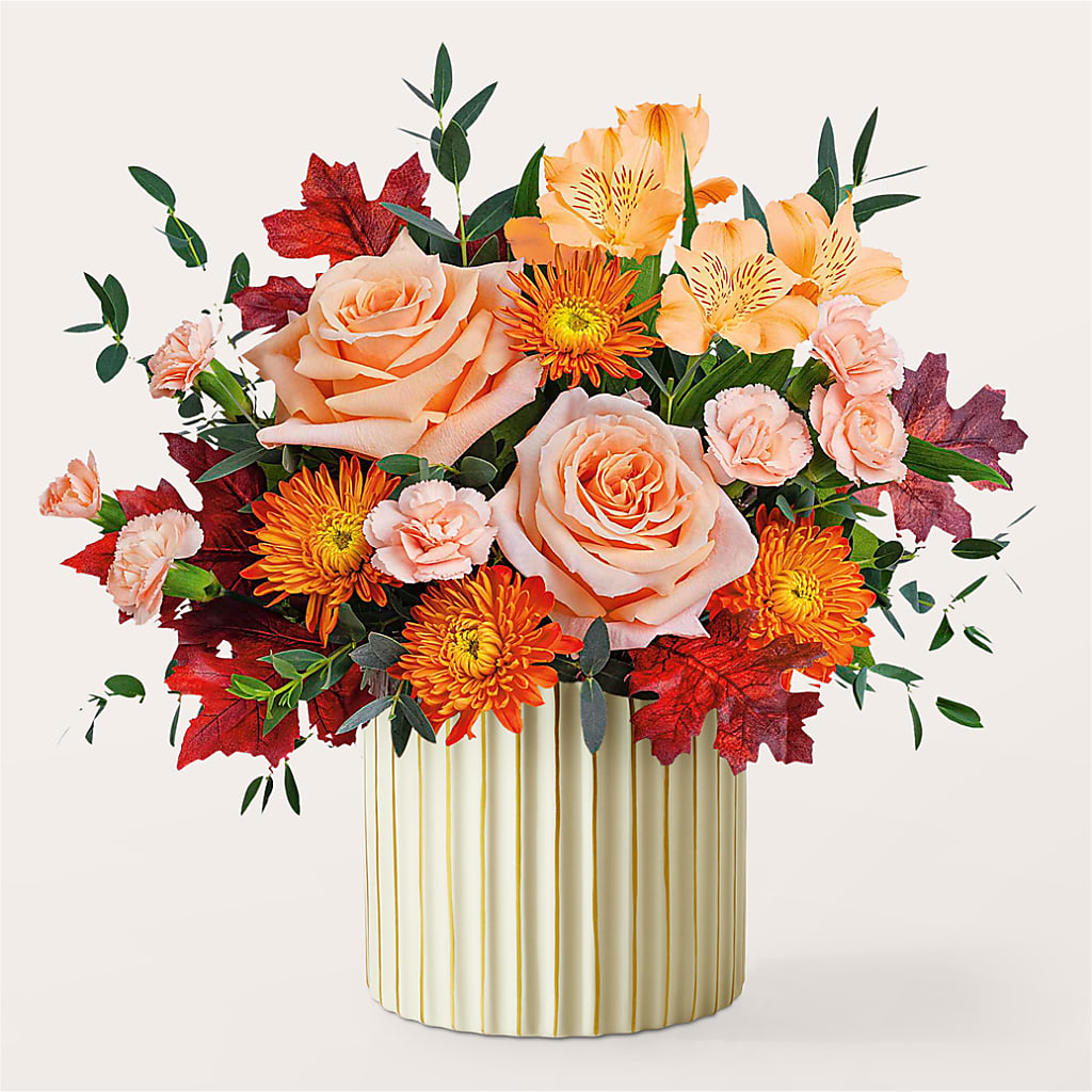 Spiced Latte Bouquet with Ivory Vase – HELEN'S FLORIST AND GARDEN CENTER, Whitehouse Station NJ