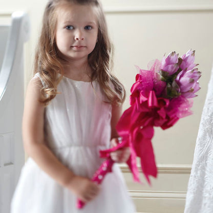 Sparkle Pink Flower Girl Bouquet – HELEN'S FLORIST AND GARDEN CENTER, Whitehouse Station NJ