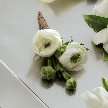White Ranunculus Boutonniere – HELEN'S FLORIST AND GARDEN CENTER, Whitehouse Station NJ